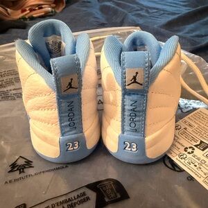 Jordan White and Light Blue Toddler Basketball Shoes with '23'